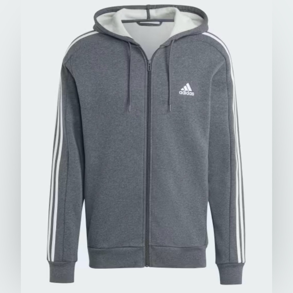 Adidas Men’s Large zipper Hoodie Gray NWT